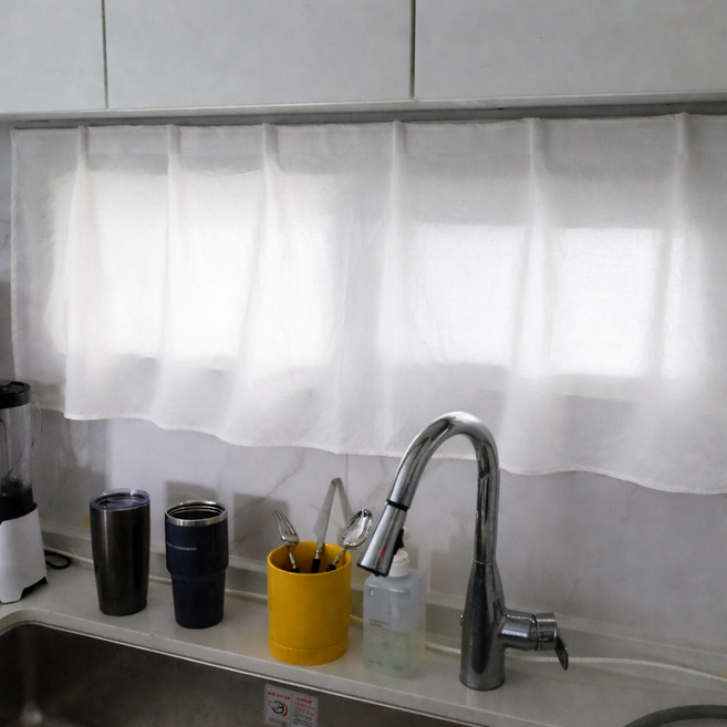 벨크로 화이트 바란스 가림막커튼 가리개커튼 붙이는 창문가리개 미니 주방 공간분리 작은창