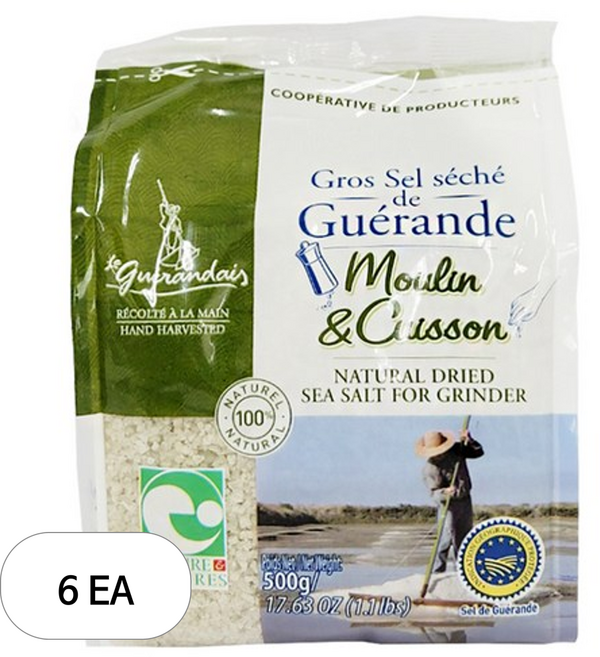 르게랑데 토판 천일염 굵은 소금 폴리백, 6개, 500g