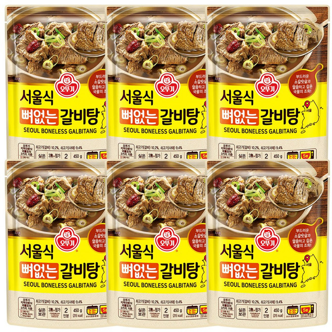 오뚜기 서울식 뼈없는 갈비탕, 6개, 450g