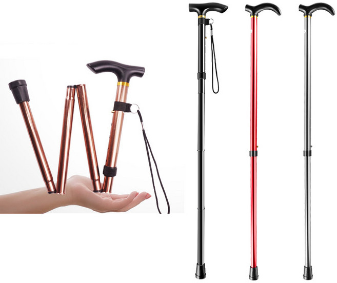 아시르 어르신 지팡이 노인지팡이 접이식 경량, 1개, H25551메탈골드