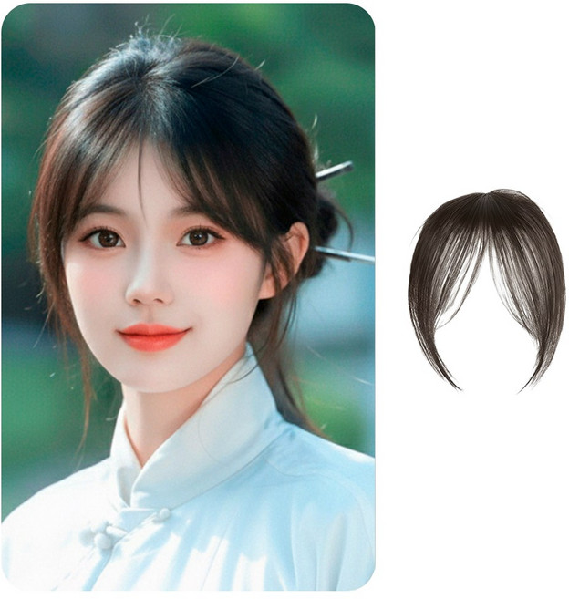 오드뷰티 여신머리 자연스러운 가발 볼륨 앞머리, 1개, 초코브라운