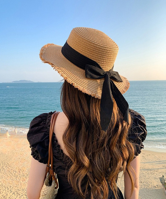 [리윤]해변 여성 밀짚모자 여름 라피아햇 2col