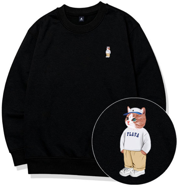 캐주얼캣S 맨투맨 남녀공용 빅사이즈 오버핏