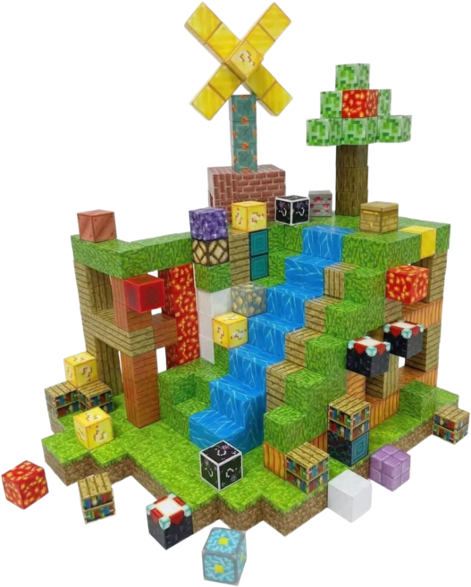 KONUM 크레프트 자석블럭 피규어세트 마그네틱, 1박스, 자석블럭 200개 + 캐릭터 20개