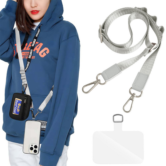 YOPENCE핸드폰 스트랩 스포츠 숄더 스트랩 내마모 도난방지, 1개, 그레이