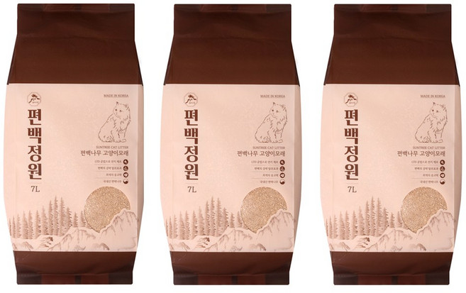 구비나무 편백정원 편백나무 고양이 모래, 3개, 7L