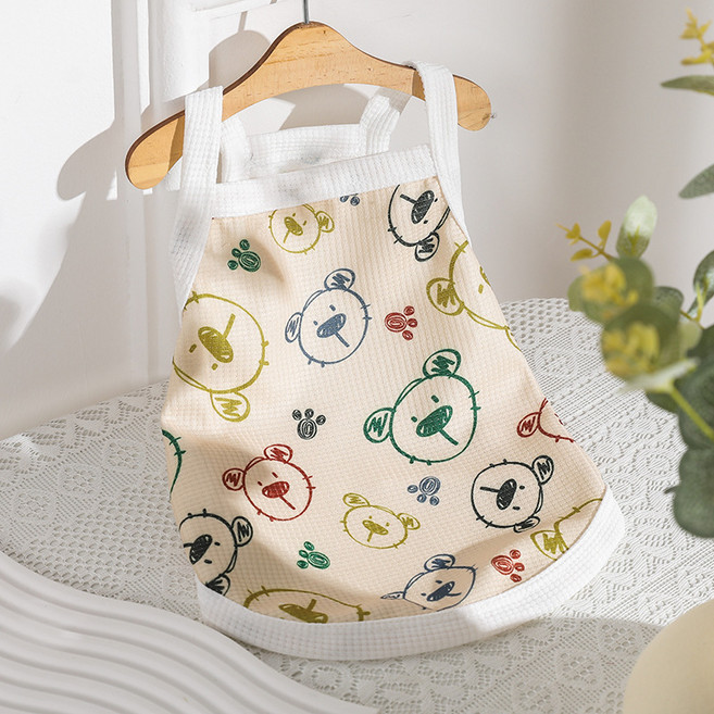 반려동물 와플 민소매 티셔츠 시원한 강아지옷, 1개, 곰돌이