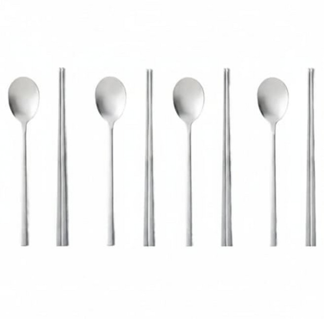 한샘 올스텐 수저 4벌 세트, Sv(실버색), 1세트, 숟가락 4p +  젓가락 4p