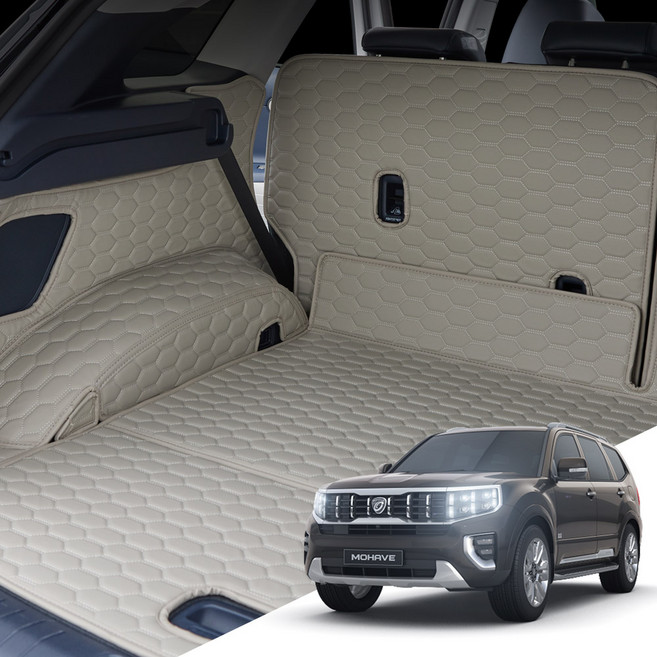 모하비 더마스터 본투로드 하이브 풀커버 차량용 트렁크매트, 블랙&블랙, 6인승/스피커유/19년9월~24년7월/KT031, 6인승/스피커유/19년9월~24년7월/KT031