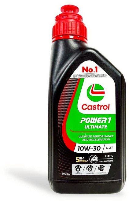 油工廠 CASTROL POWER 1 ULTIMATE 4T 10W30 4-AT MATIC 機車機油 0.8L, 1個, POWER 1 ULTIMATE 10W30 0.8L