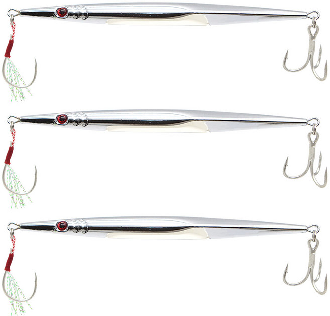 베이트샵 풀장착 패스트 크롬메탈지그 삼치 방어 농어 지깅, 실버 3p, 100g