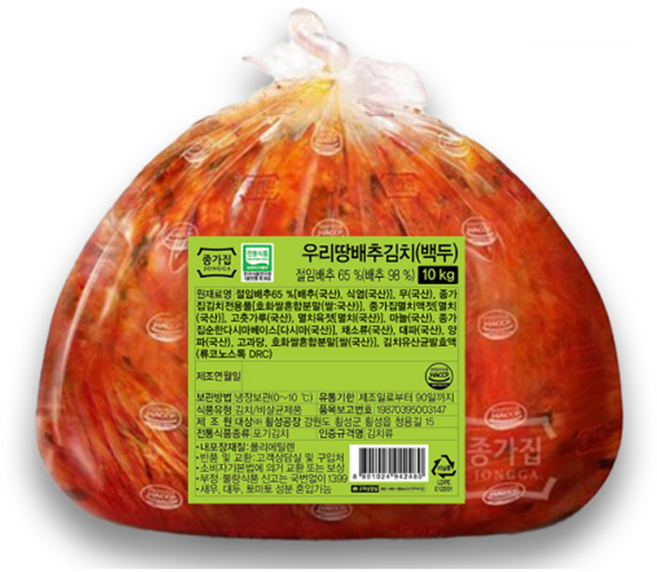 종가집 배추김치 백두 10kg, 1개