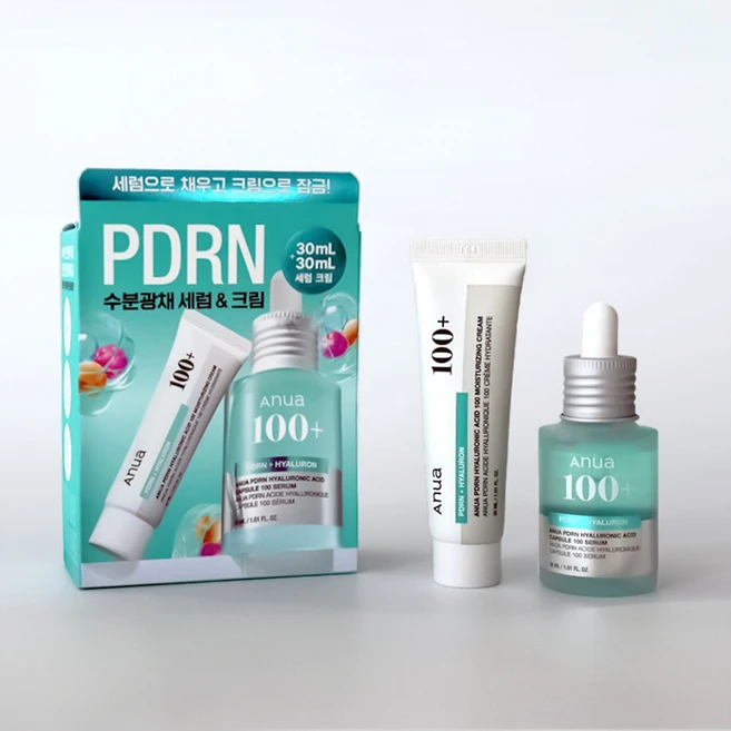 아누아 피디알엔 히알루론산 캡슐 100 세럼 30ml + 크림 30ml 세트, 1세트 - 쿠팡