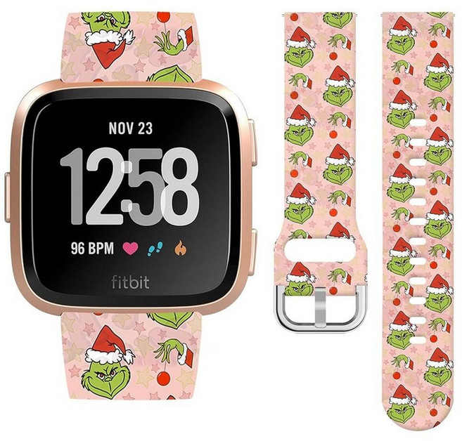 Watbro Fitbit Versa/Lite/Fitbit Versa 2 밴드와 호환되는 크리스마스 홀리데이 시계 밴드 여성용 남성용 부드러운 실리콘 스트랩 교체 액세서리 1, 크리스마스 7
