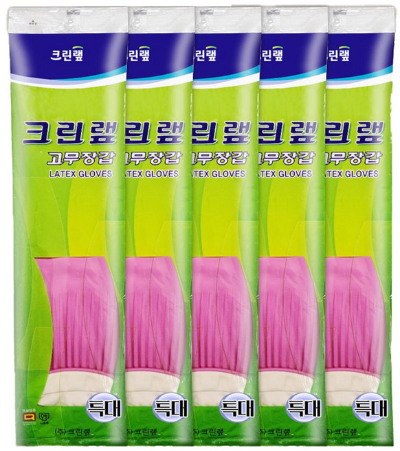 크린랲 고무장갑, 핑크, 특대(XL), 5개