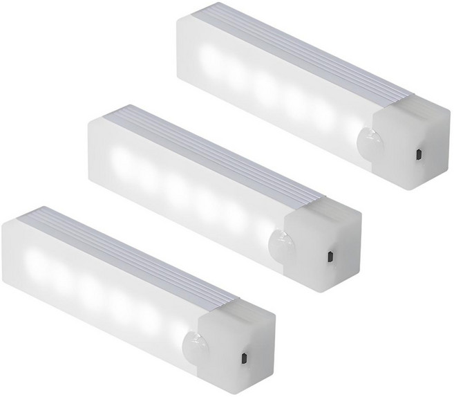 HK.sell C타입 밝기 조절 사각 충전식 센서등 10cm, 백색등, 3개