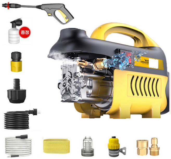 유니로스 고압세척기 고압세차기 휴대용 물분사기 가성비 유선 고압세척기, 혼합색상