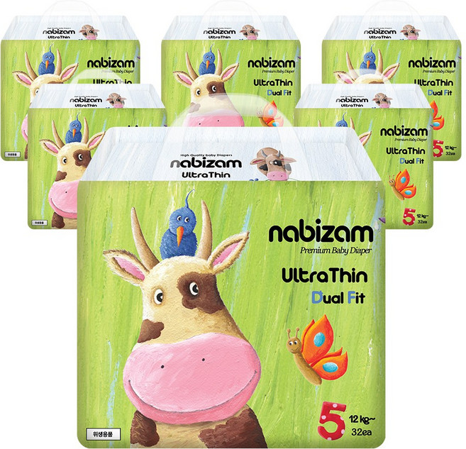 나비잠 기저귀 울트라씬 듀얼핏 밴드 6팩, 특대형(XL), 192매