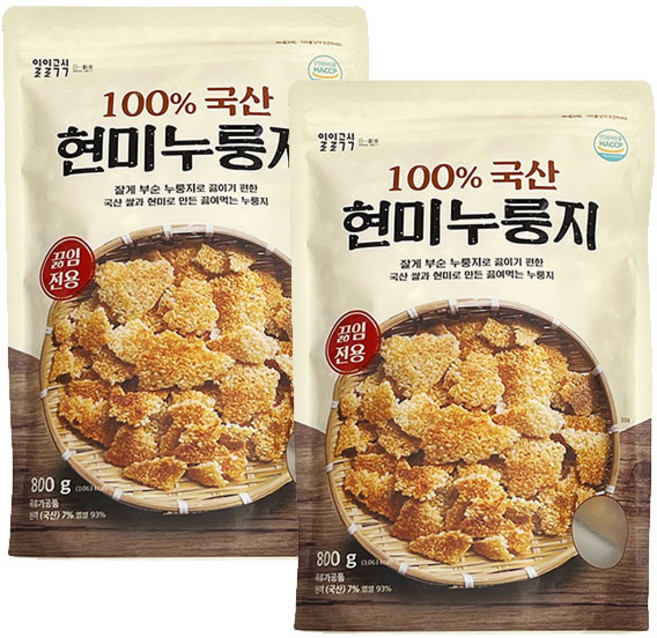 일일곡식 국산 현미 누룽지, 1개, 800g