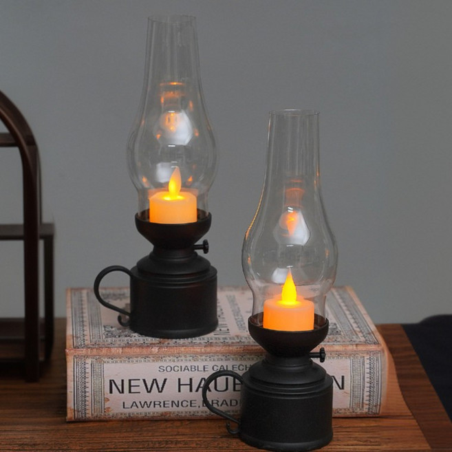 인테리어 빈티지 분위기 카페 식당 led양초 촛불 캔들, 블랙, 블랙