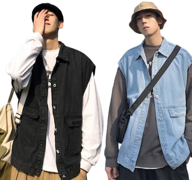 남자청자켓 데님자켓 청조끼 빈티지 2컬러