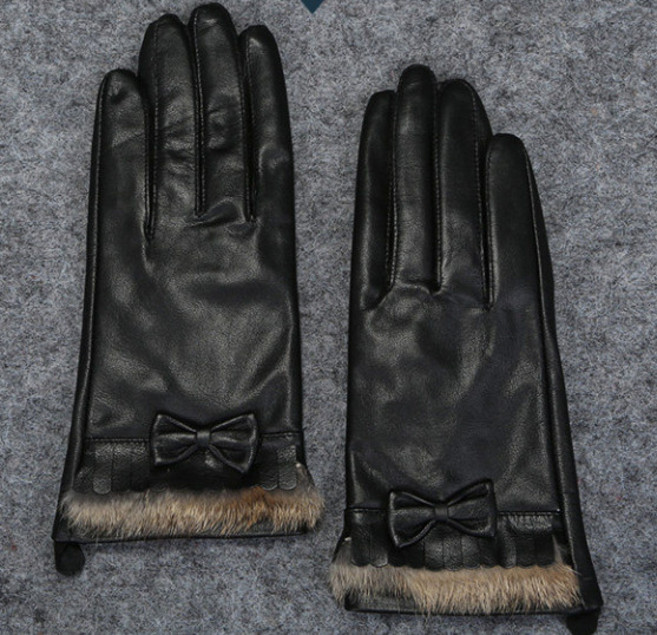 빅사이즈 장갑 벨벳 방한 고딕 겨울 터치 양가죽 천연 양털 블랙