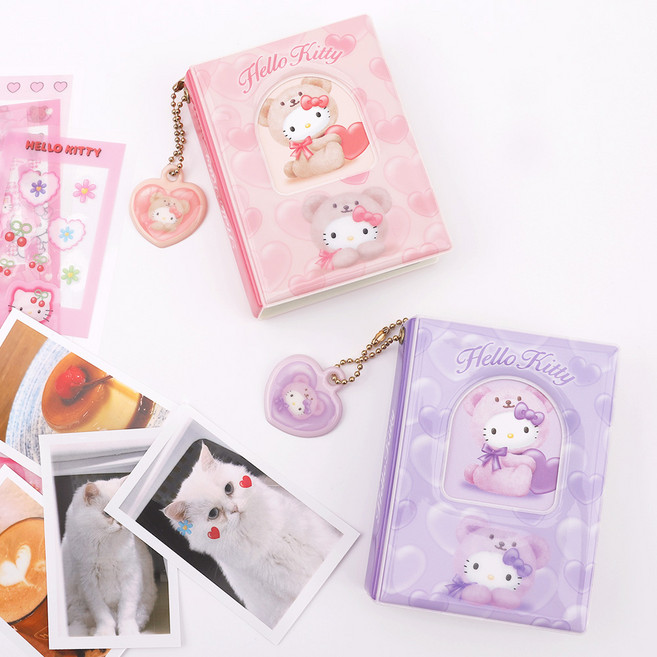 헬로키티 문방구 포토카드 콜렉트북 1단 수집 포카 데코 탑로더 레트로 키티 산리오 고전문구 카오하나, 하트베어(퍼플)