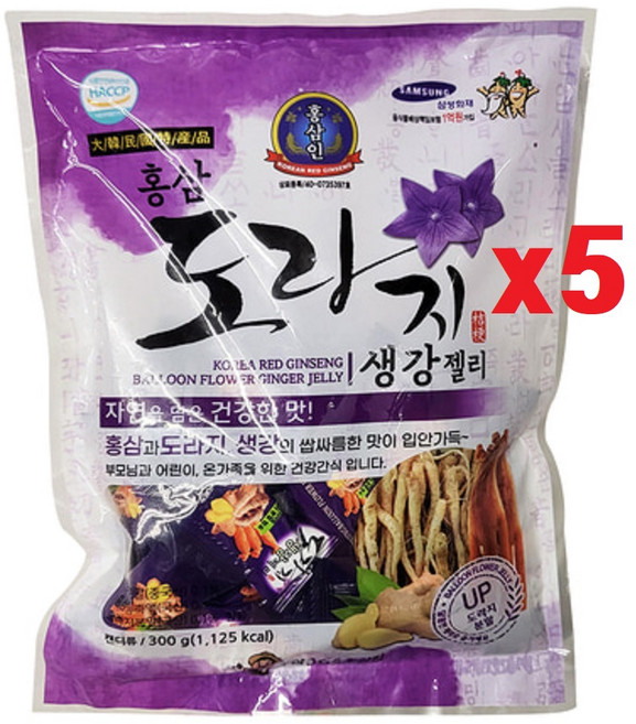 홍삼인 홍삼 도라지 생강 젤리 캔디 3봉지 (총900g), 300g, 4세트