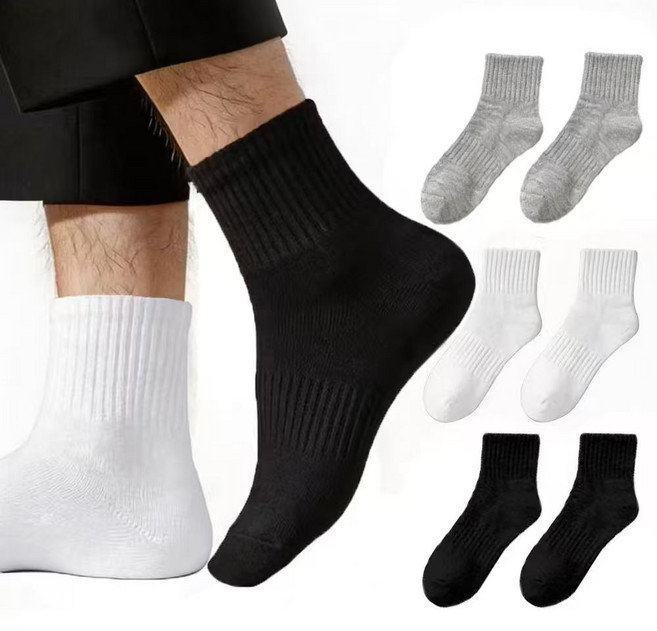 Le Gou 더베이직 남성용 순면 발냄새 방지 무지 중목 양말 6켤레