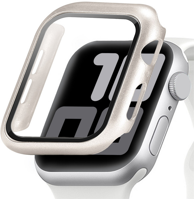 사라밴드 애플워치 호환 9H 강화유리 일체형 풀커버 SF코팅 케이스, 애플워치 [45mm], 스타라이트, 1개