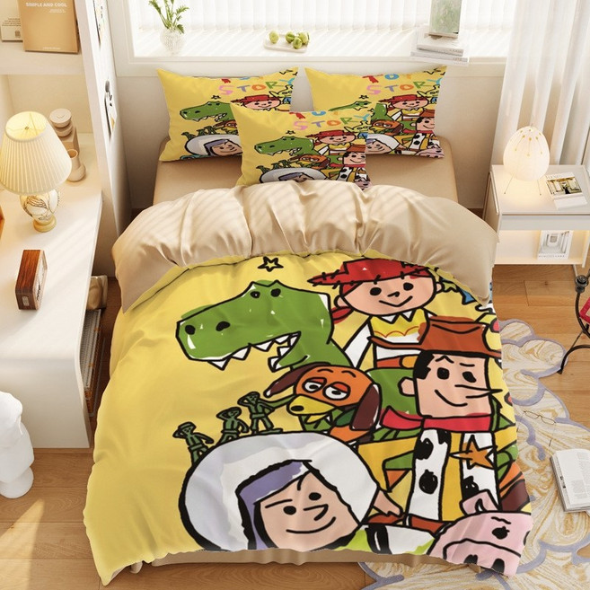 토이스토리 침구 세트 커버 슈퍼싱글 퀸 베개 이불 에일리언, 밴드형, P