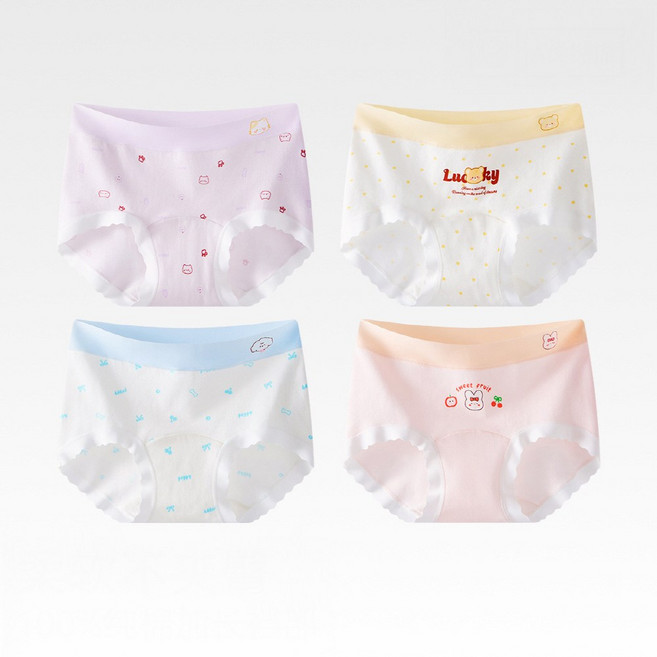 블리스8 주니어 청소년 여아 여학생 순면팬티 4종세트