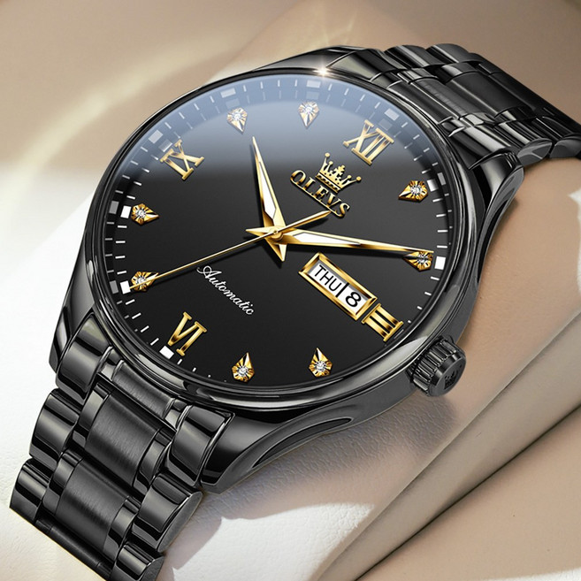 OLEVS 남성 시계 정품 자동 기계식 오토매틱 럭셔리 명품 워터프루프 야광 메탈시계