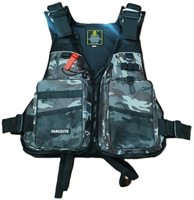 반센트 낚시조끼 루어 조끼 낚시 바다 민물 부력 계류 갯바위, 블랙(위장)