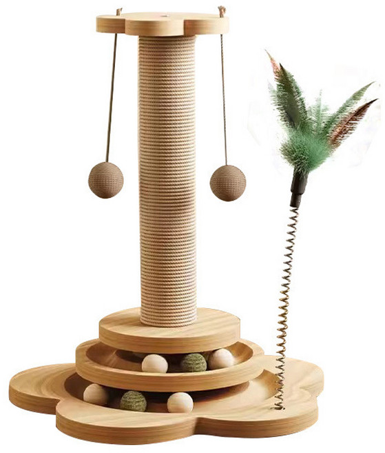 PawJoy 캣 스크래쳐 고양이스크래쳐 혼자 놀기 스크래쳐 고양이장난감, 1개, 원목색