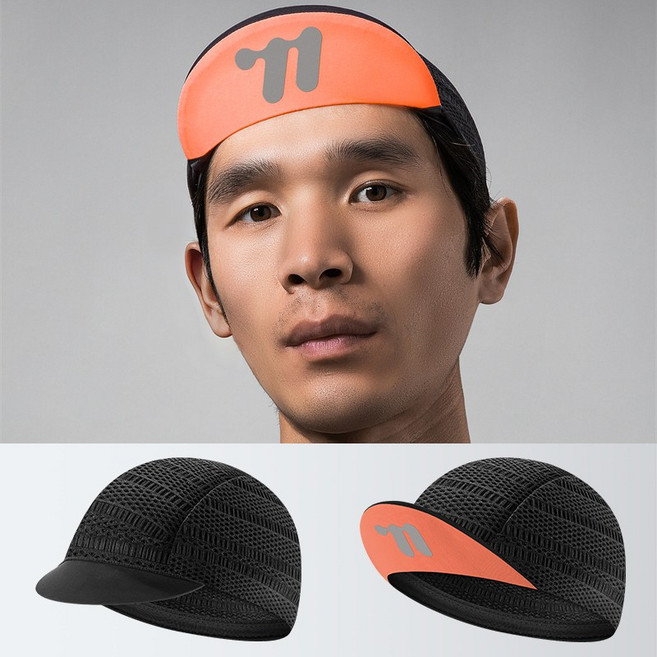 시그니처베이지 자전거 라이딩 스컬캡 두건 쿨 캡모자 YPZ452, 블랙 오렌지, 1개