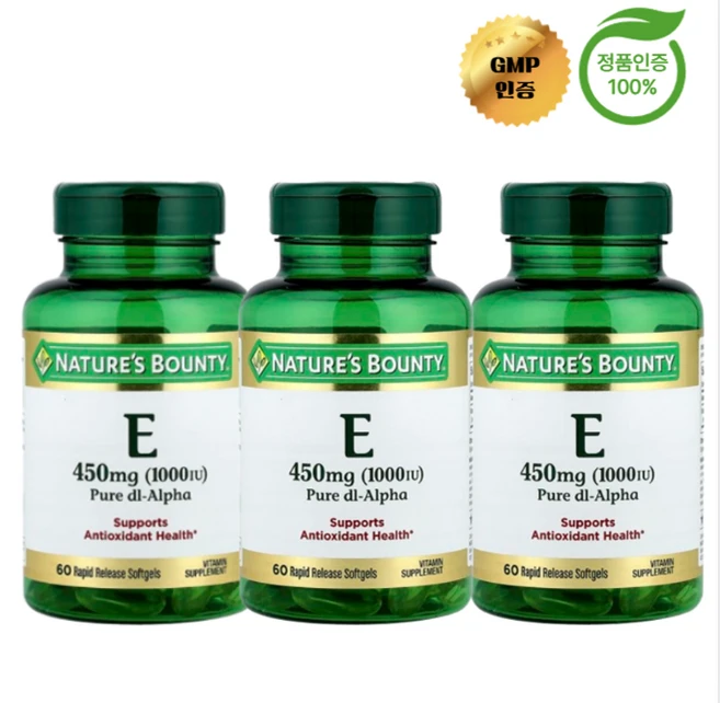 2+1 네이처스 바운티 비타민E 450mg 1000IU 소프트젤 60정, 3개 - 쿠팡