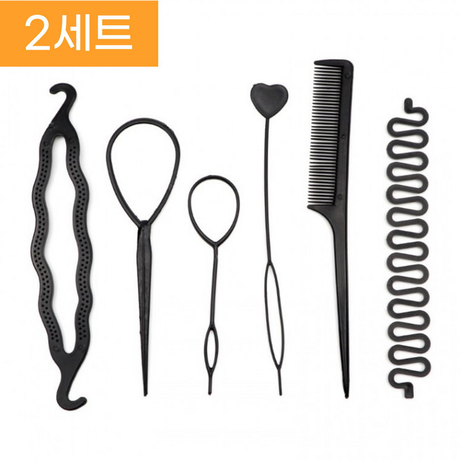 어반글로벌 승무원 꽈베기 올림머리 헤어 고리 핀 세트, 2개, 6종