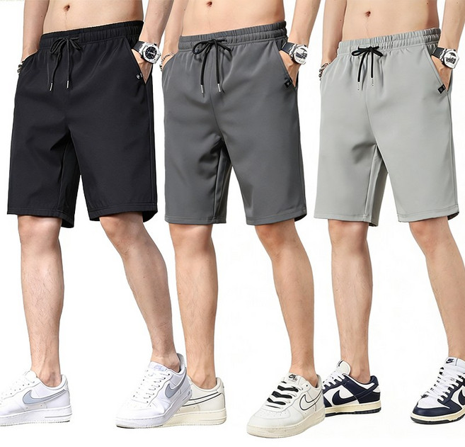 1+1+1 남자 반바지 여름용 3종 아이스스판 밴딩 트레이닝 반바지 범록(K26)