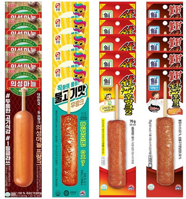 편의점 핫바 소시지 의성마늘프랑크5+불고기맛후랑크5+숯불구이맛5+불닭숯불구이맛5 총 20개, 70g