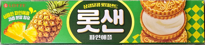 롯데샌드 파인애플 105g 과자 간식 크래커 쿠키 비스킷 비스켓 산도 샌드 뽀또 제크 쿠크다스 빠다코코낫 에이스 버터링 사브레 사루비아 아이비 참크래커 참잉, 1개