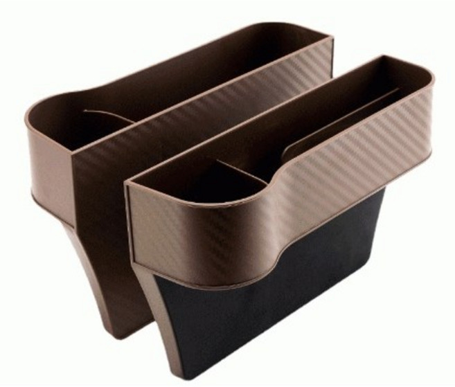 티마마티 차량 카본 컵홀더 수납함 (운전석1+조수석1), 브라운