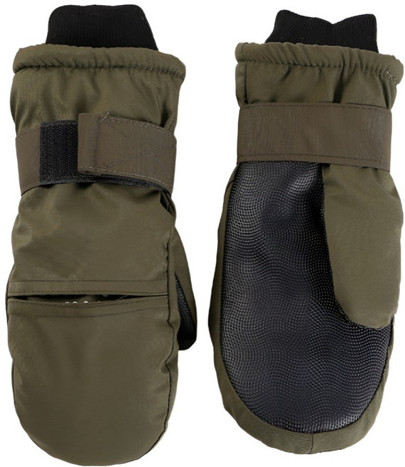 씨제이이 보온 방수 벙어리 스키 자전거 등산용 따뜻한 겨울장갑 양손착용 세트, 밀리터리, 1세트