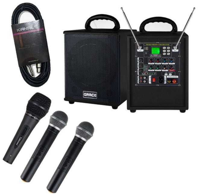 200W 행사 수업용 이동형앰프 핸드2 EG-180 유선마이크