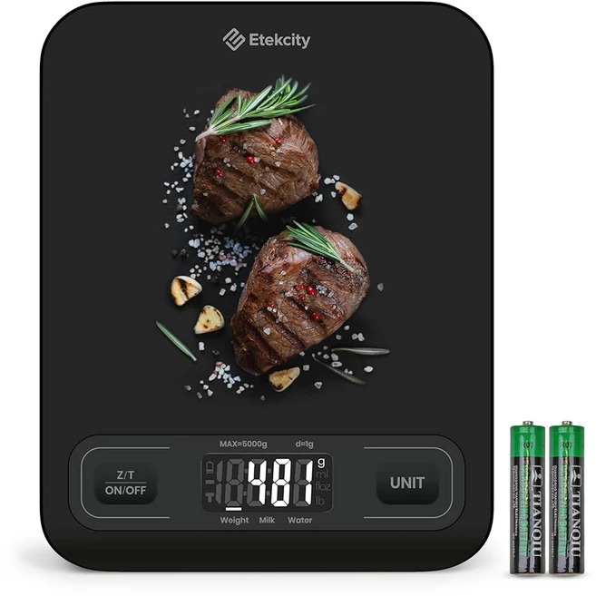 영양 계산기가 있는 ETEKCITY 스마트 푸드 키친 스케일 19가지 영양소 추적 기능이 무료 앱 칼로리 마르코 체중 감량을 위한 디지털 그램 및 온스 프리미엄 스테인리스 스틸, Black - 쿠팡