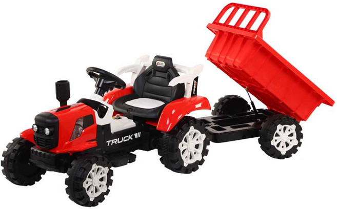 어린이 전동차 트랙터 짐 트렁크 경운기 푸쉬카 아기, 1개, 레드 + 리모콘