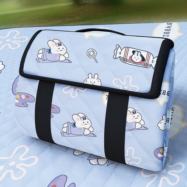 Fowod 피크닉매트 돗자리 방수 휴대용 두꺼운 접이식 매트, 하늘색