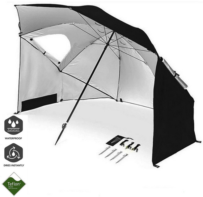 아마존 해변 그늘막 텐트 우산 휴대용 다기능 야외 스포츠 천막 창문 낚시 우산 4종, C.로얄블루2.4미터