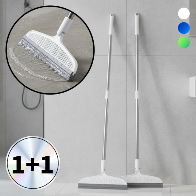 디발라 욕실 물기제거 스퀴지 밀대 화장실 1+1, 화이트 + 화이트, 1세트