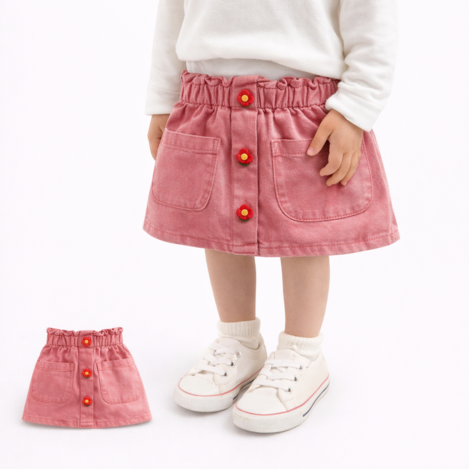 여아 청치마 롱스커트 주름 캉캉 스트라이프 치마 유아동 데일리룩 러블리